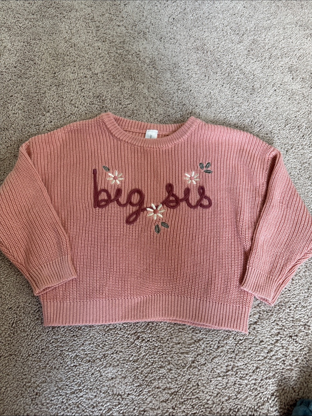 EUC 3T Modern Moments Big Sis Embroidered Crewneck Sweater - Pink